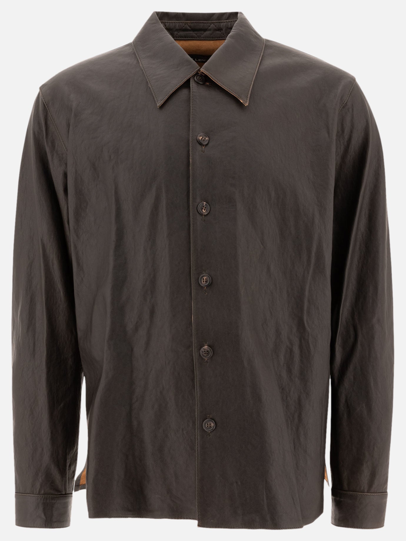 Our Legacy "Welding" leather overshirt Brown