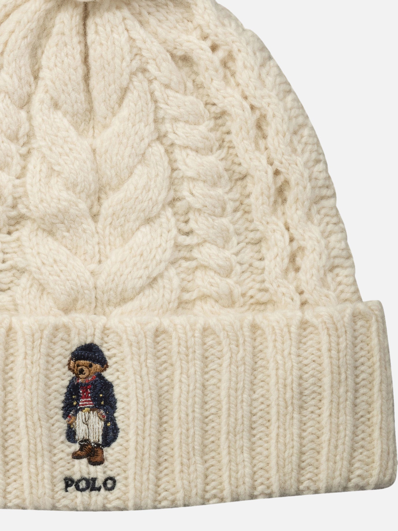 Polo Ralph Lauren "Polo Bear" cable pom-pom beanie Beige