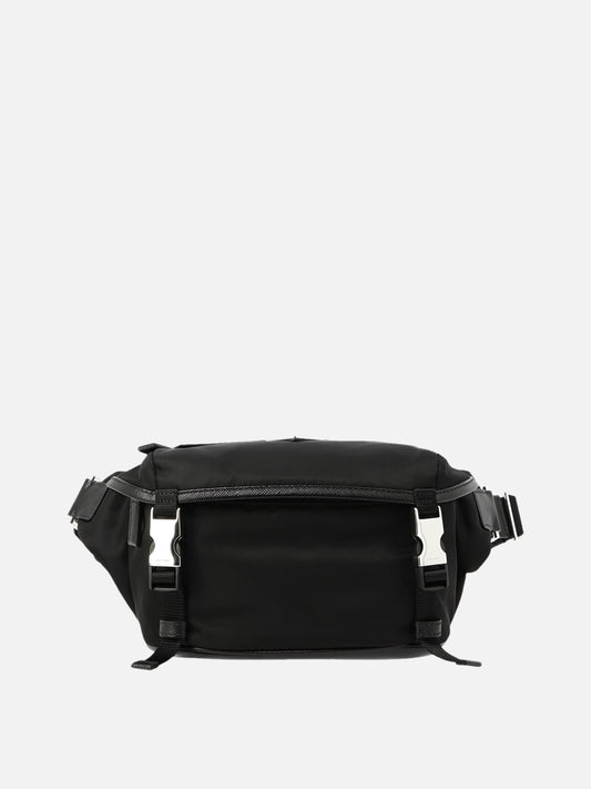 Prada Re-Nylon and Saffiano leather shoulder bag Black