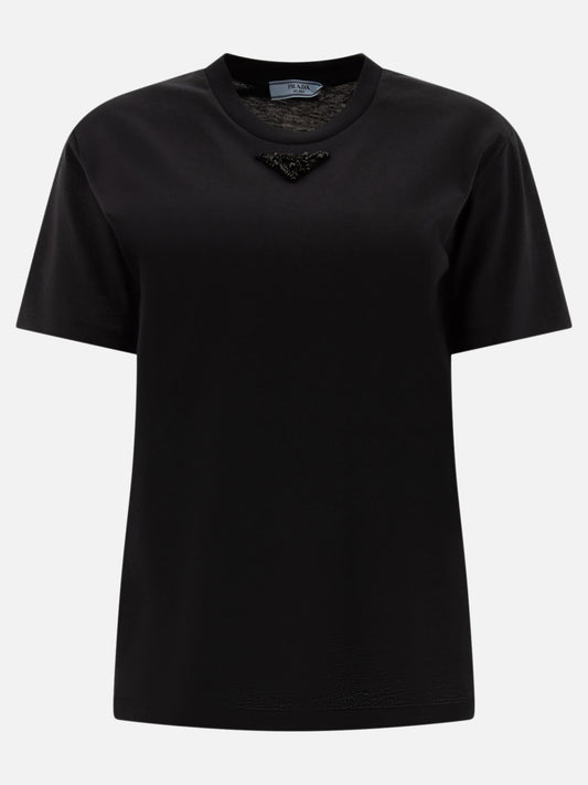 Prada T-shirt with triangle logo Black