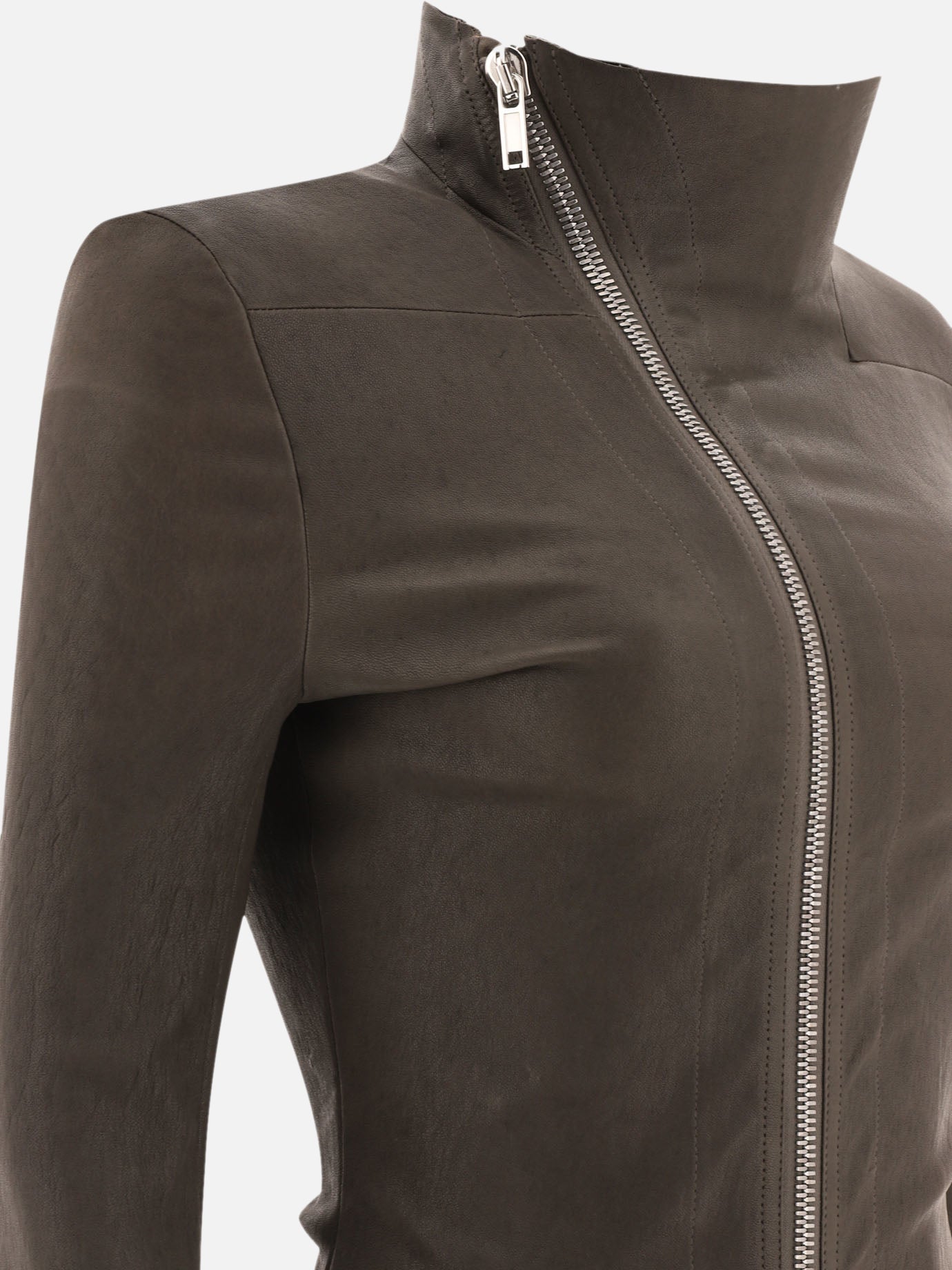 Leather jackets Solid colour  Grey - Rick Owens Women | PDP | VIETTI Online Store | Zoom-Modal_4
