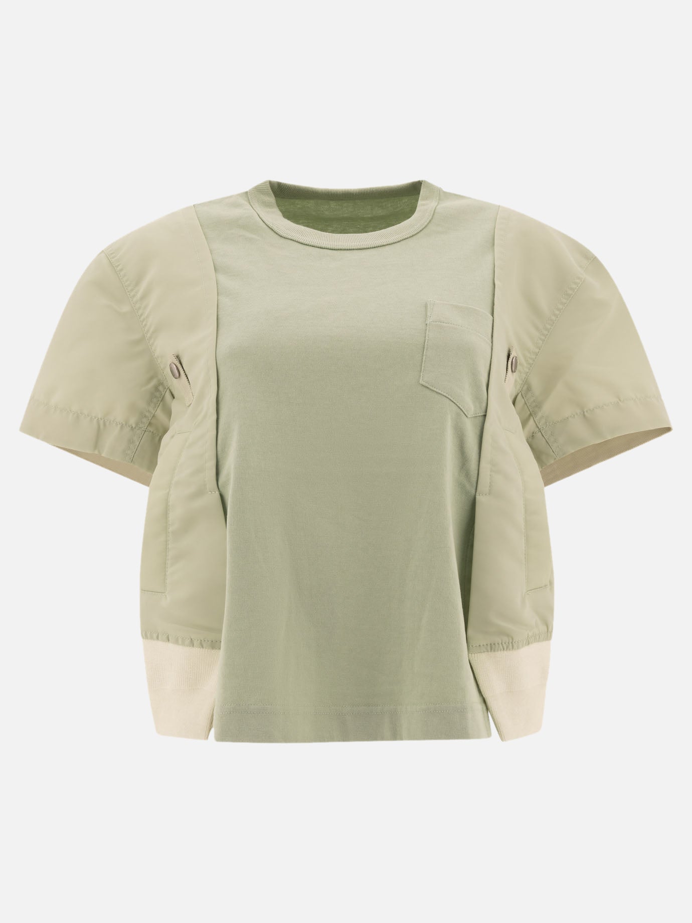 Sacai "Nylon Twill x Cotton Jersey" t-shirt Green