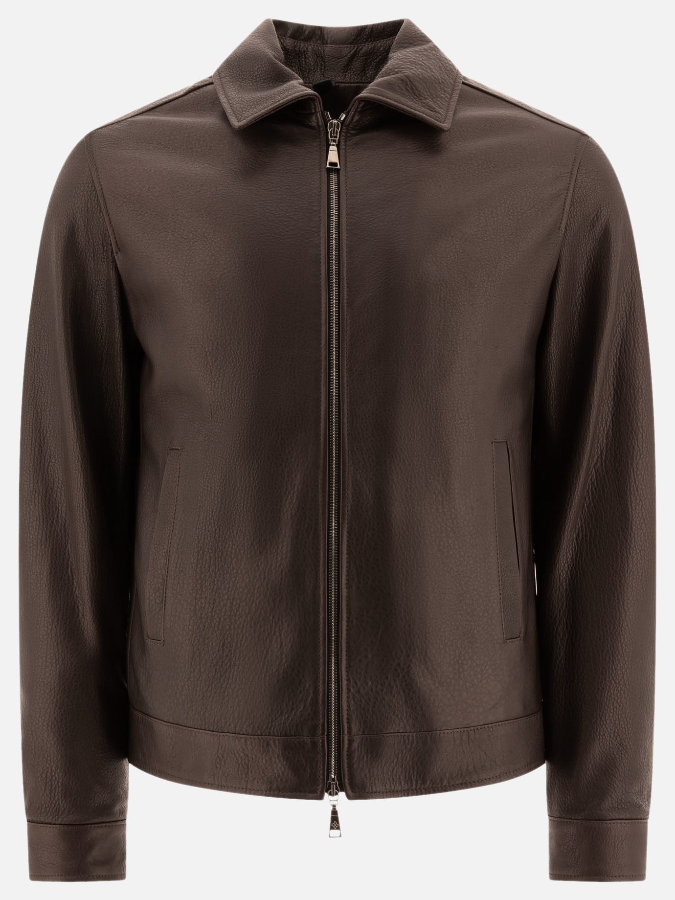 Leather jackets Solid colour  Brown - Tagliatore Men | PDP | VIETTI Online Store | thumbnail