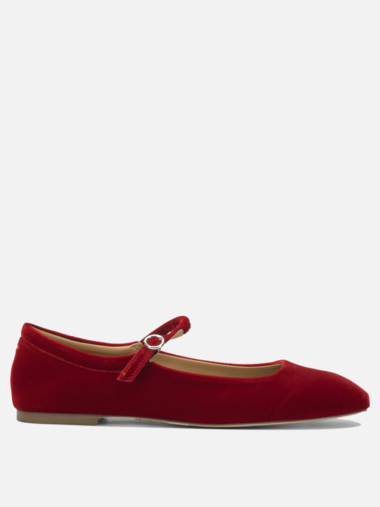 Mary Jane ballet flats 100% velvet - 100% leather  Red - Aeyde Women | PLP | VIETTI Online Store 
