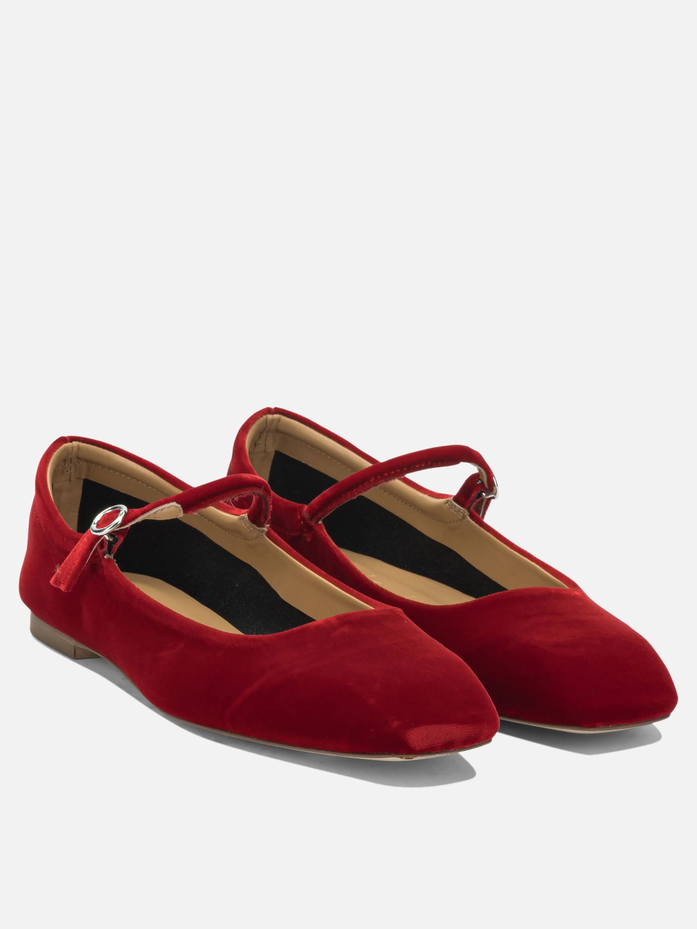 Mary Jane ballet flats 100% velvet - 100% leather  Red - Aeyde Women | PDP | VIETTI Online Store | Zoom-Modal_2
