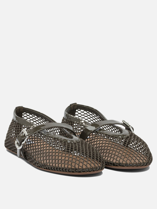 Mary Jane ballet flats 90% polyamide 10% calf leather - 100% rubber  Green - Alaïa Women | PLP | VIETTI Online Store | 2

