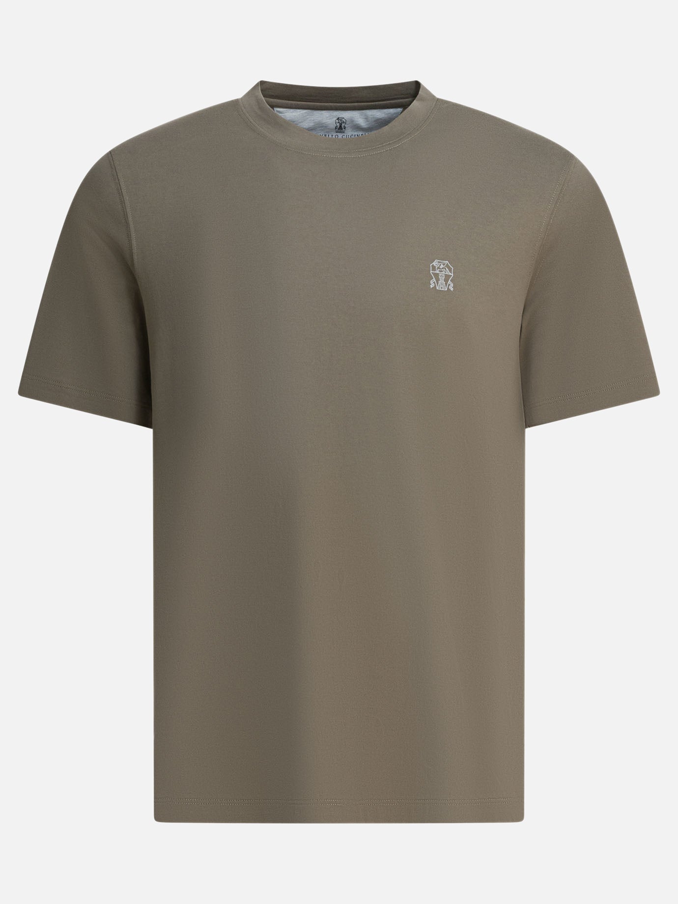 Crewneck t-shirts Logo  Green - Brunello Cucinelli Men | PDP | VIETTI Online Store | thumbnail