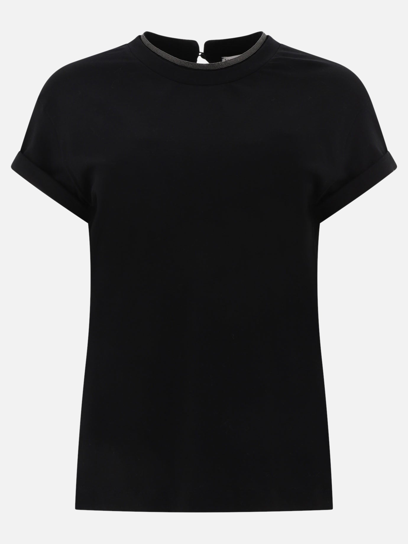 Crewneck t-shirts Solid colour  Black - Brunello Cucinelli Women | PDP | VIETTI Online Store | thumbnail