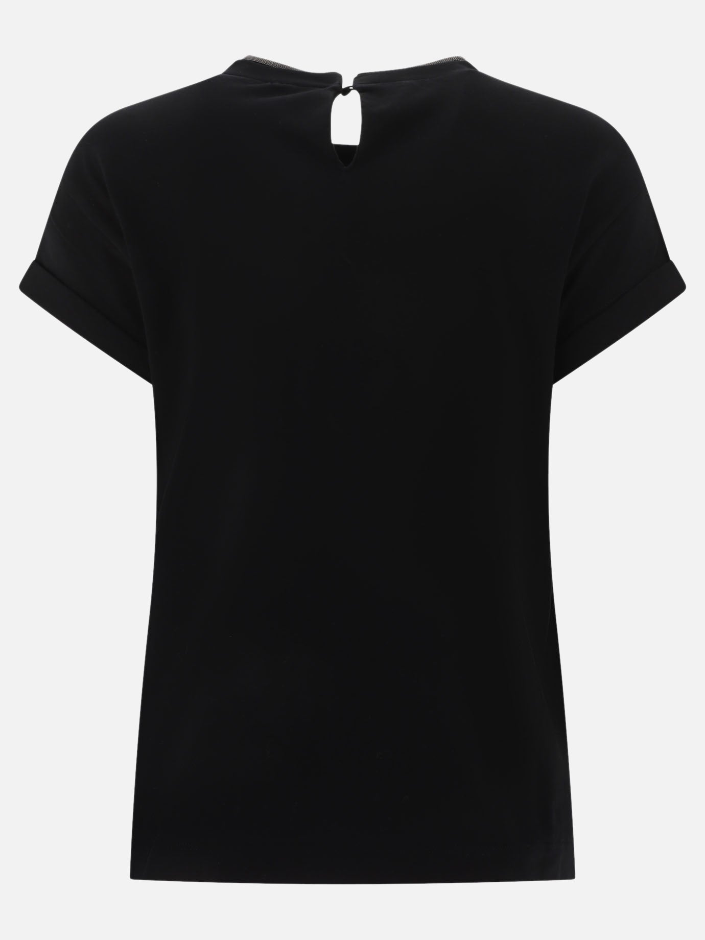 Crewneck t-shirts Solid colour  Black - Brunello Cucinelli Women | PDP | VIETTI Online Store | Zoom-Modal_2
