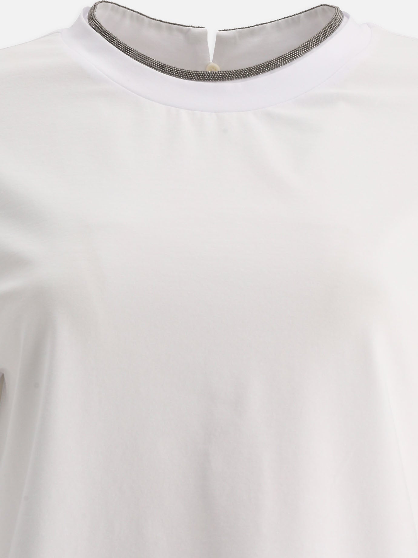Crewneck t-shirts Solid colour  White - Brunello Cucinelli Women | PDP | VIETTI Online Store | thumbnail_3