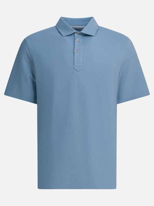 Polo con bottoni Solid colour  Azzurro - Brunello Cucinelli Uomo | PLP | VIETTI Online Store 

