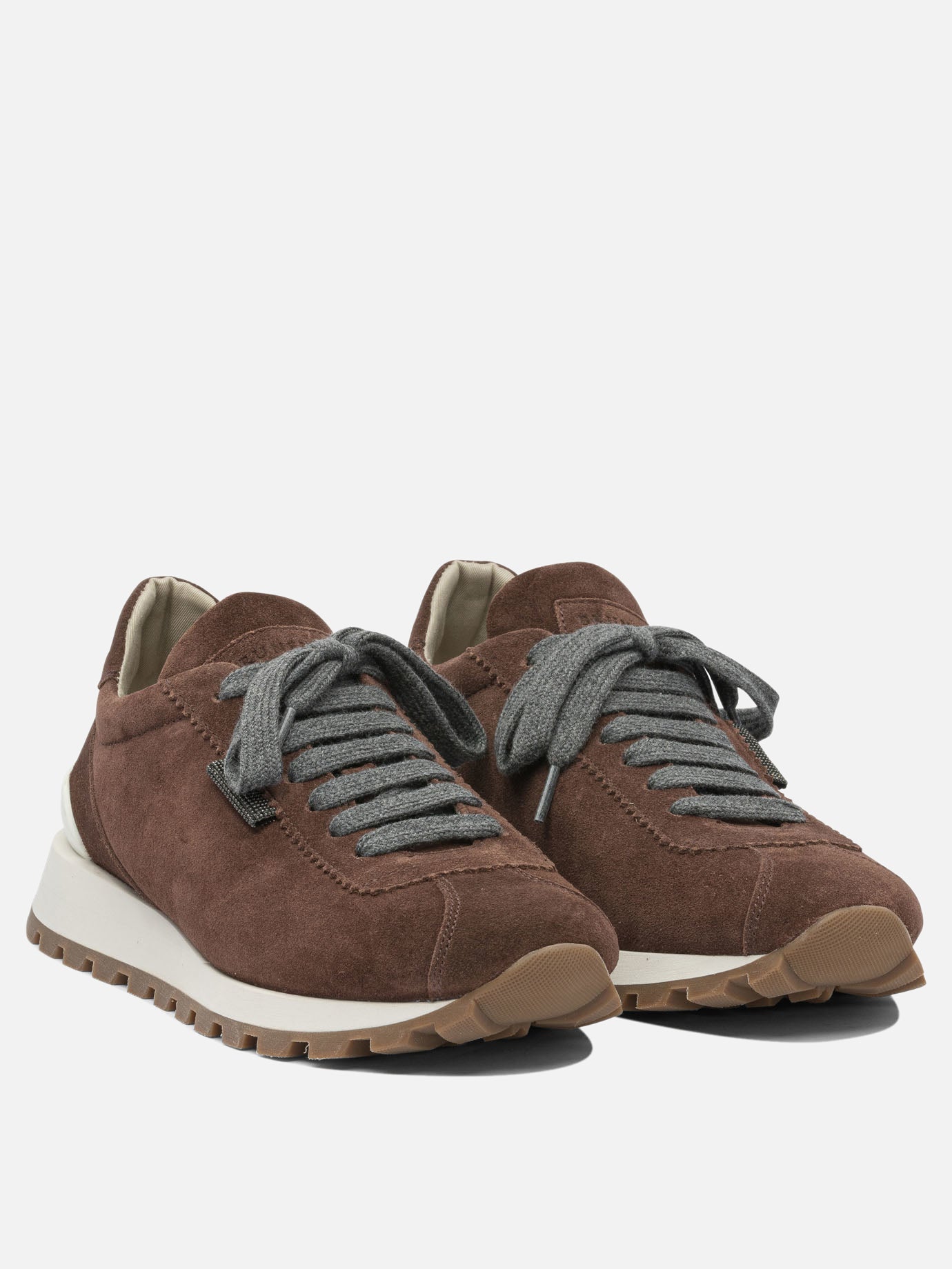 Low top sneakers 100% suede - 100% rubber  Bordeaux - Brunello Cucinelli Women | PDP | VIETTI Online Store | Zoom-Modal_2
