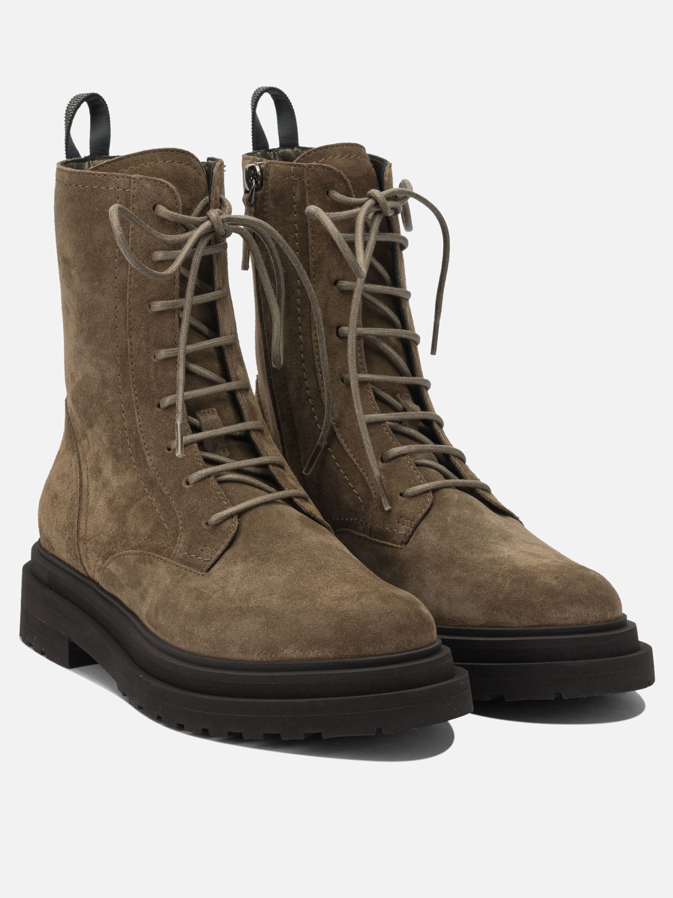 Lace-up boots 100% leather - 100% rubber  Brown - Brunello Cucinelli Women | PDP | VIETTI Online Store | Zoom-Modal_2
