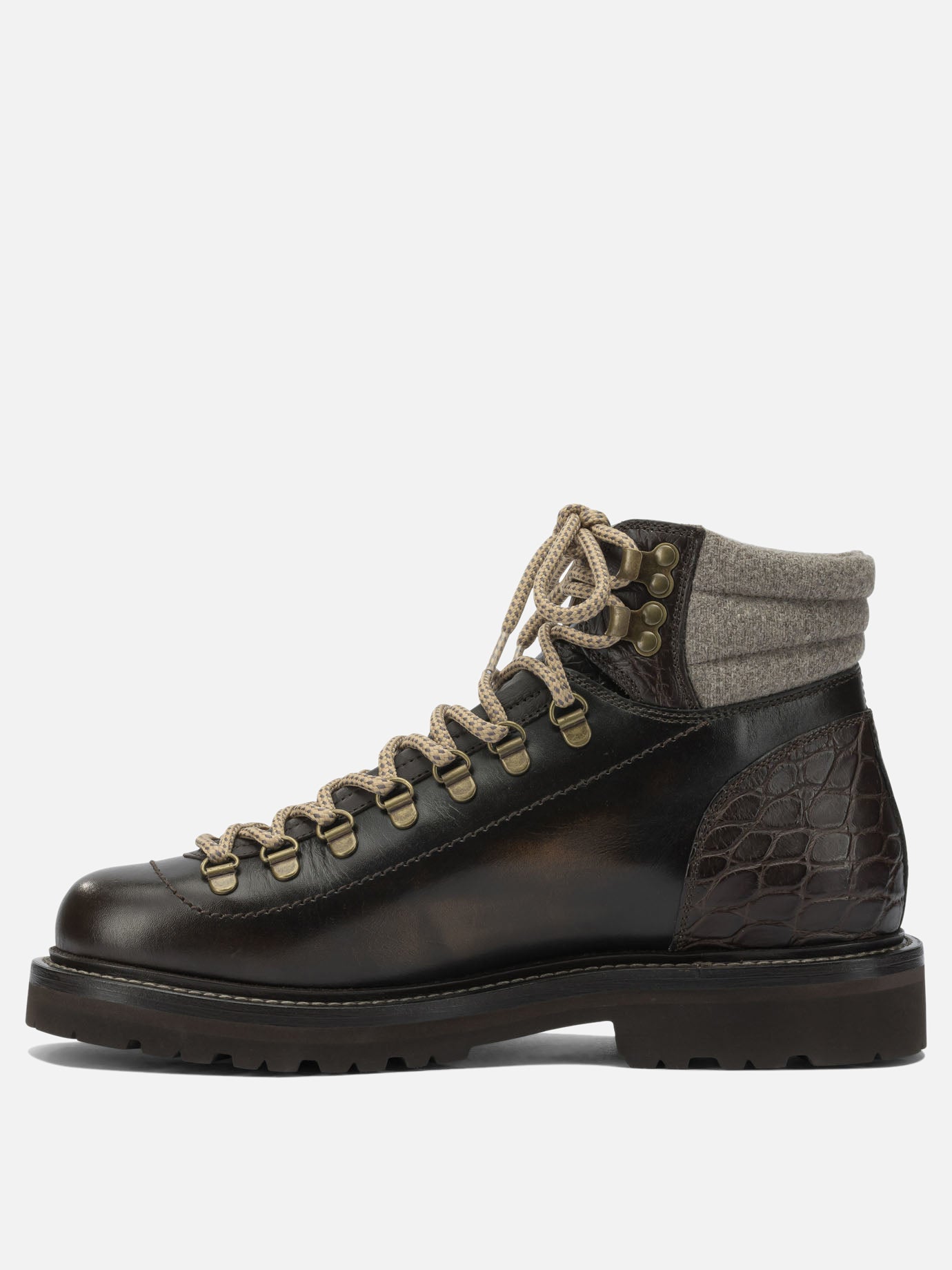 Lace-up boots 100% leather - 100% rubber  Brown - Brunello Cucinelli Men | PDP | VIETTI Online Store | Zoom-Modal_3
