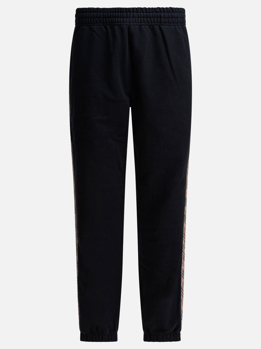 Burberry Pantaloni con finiture Check 10746763_S Black 1