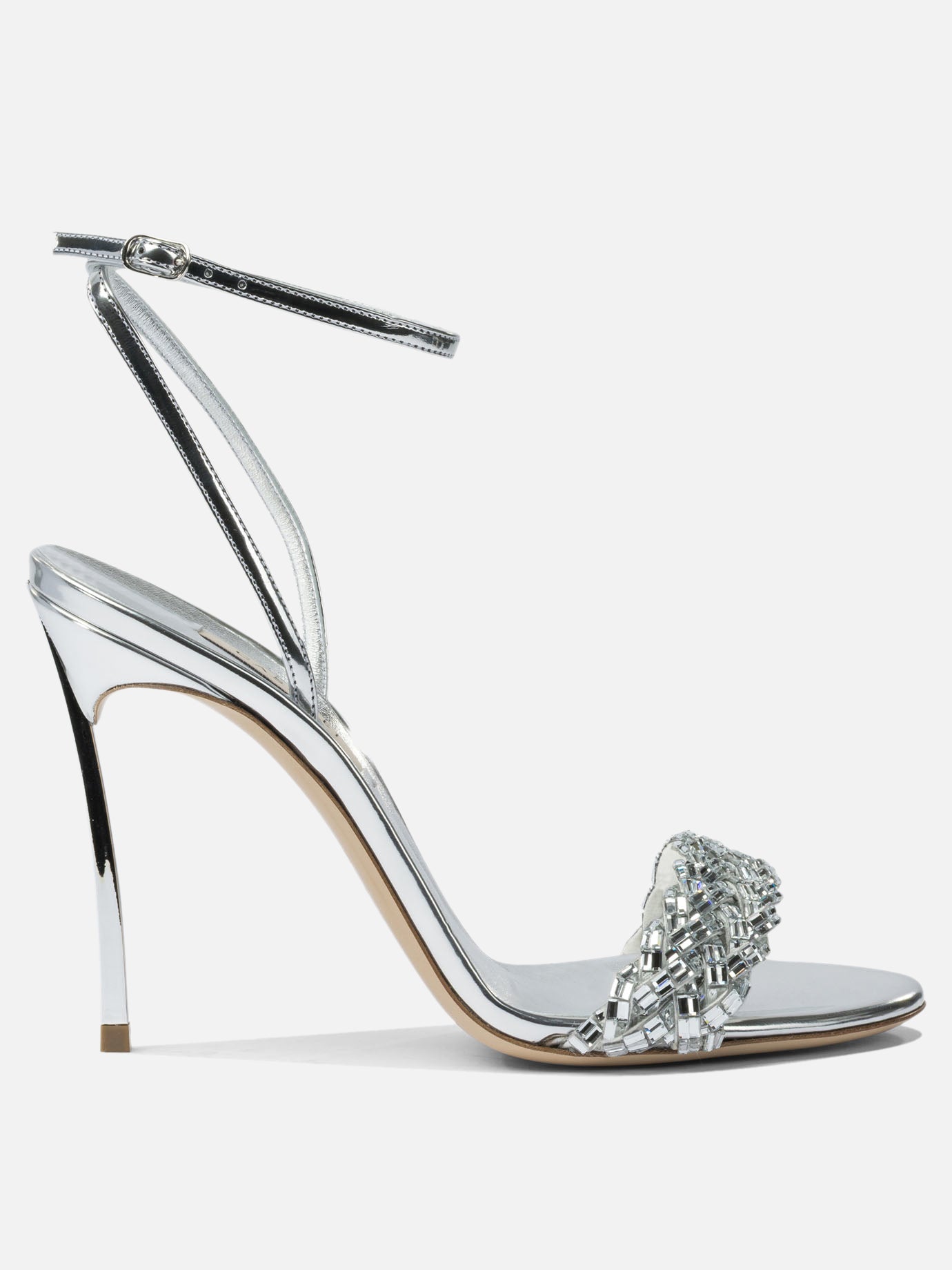 Sandali con tacco 100% leather - 100% leather  Argento - Casadei Donna | PDP | VIETTI Online Store | thumbnail