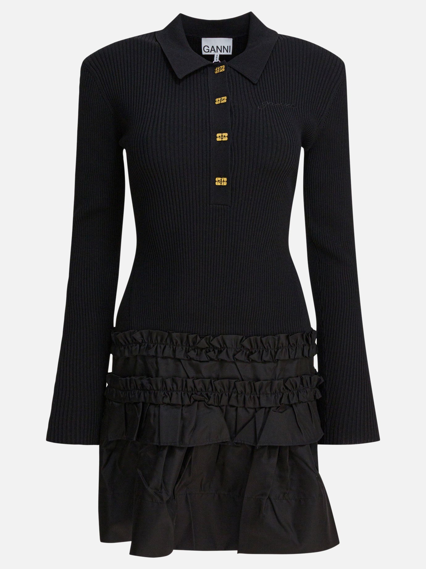 Abiti corti Solid colour  Nero - Ganni Donna | PDP | VIETTI Online Store | Zoom-Modal
