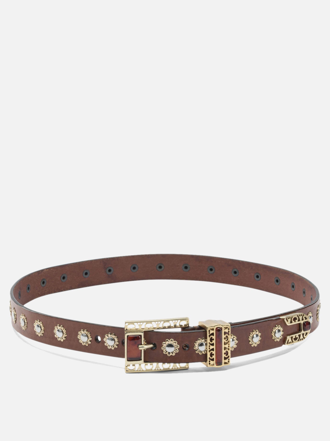Leather belts Solid colour  Brown - Golden Goose Women | PDP | VIETTI Online Store | thumbnail