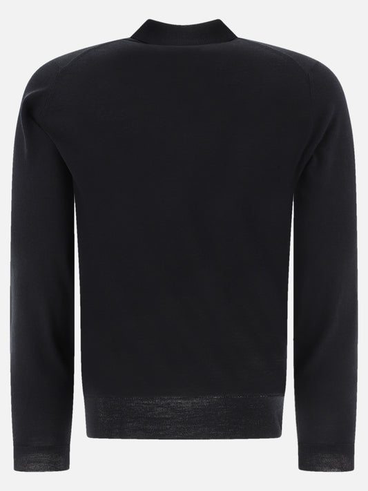 Polo shirts with buttons Solid colour  Black - John Smedley Men | PDP | VIETTI Online Store | 2
