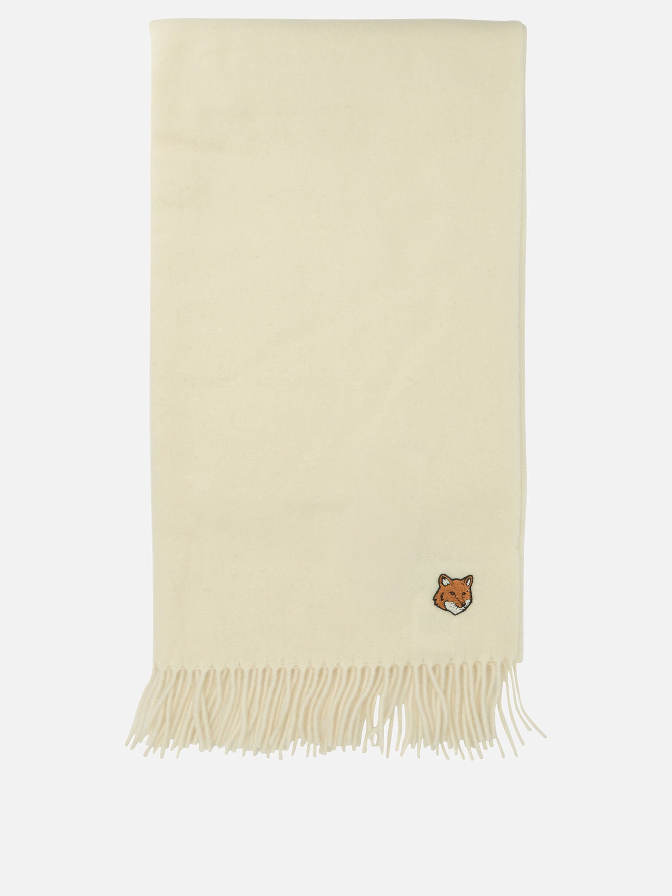 Sciarpe con frange Logo  Bianco - Maison Kitsuné Uomo | PDP | VIETTI Online Store | Zoom-Modal
