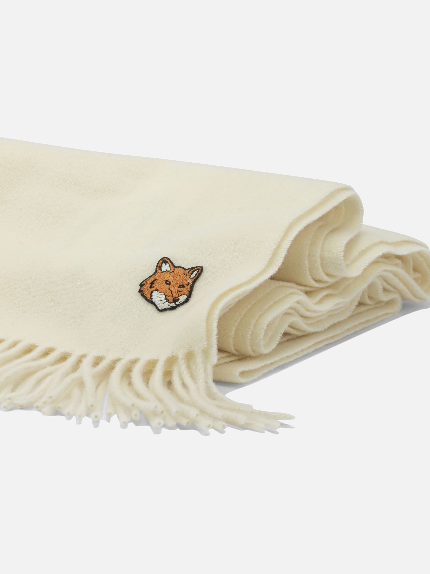 Sciarpe con frange Logo  Bianco - Maison Kitsuné Uomo | PDP | VIETTI Online Store | Zoom-Modal_2
