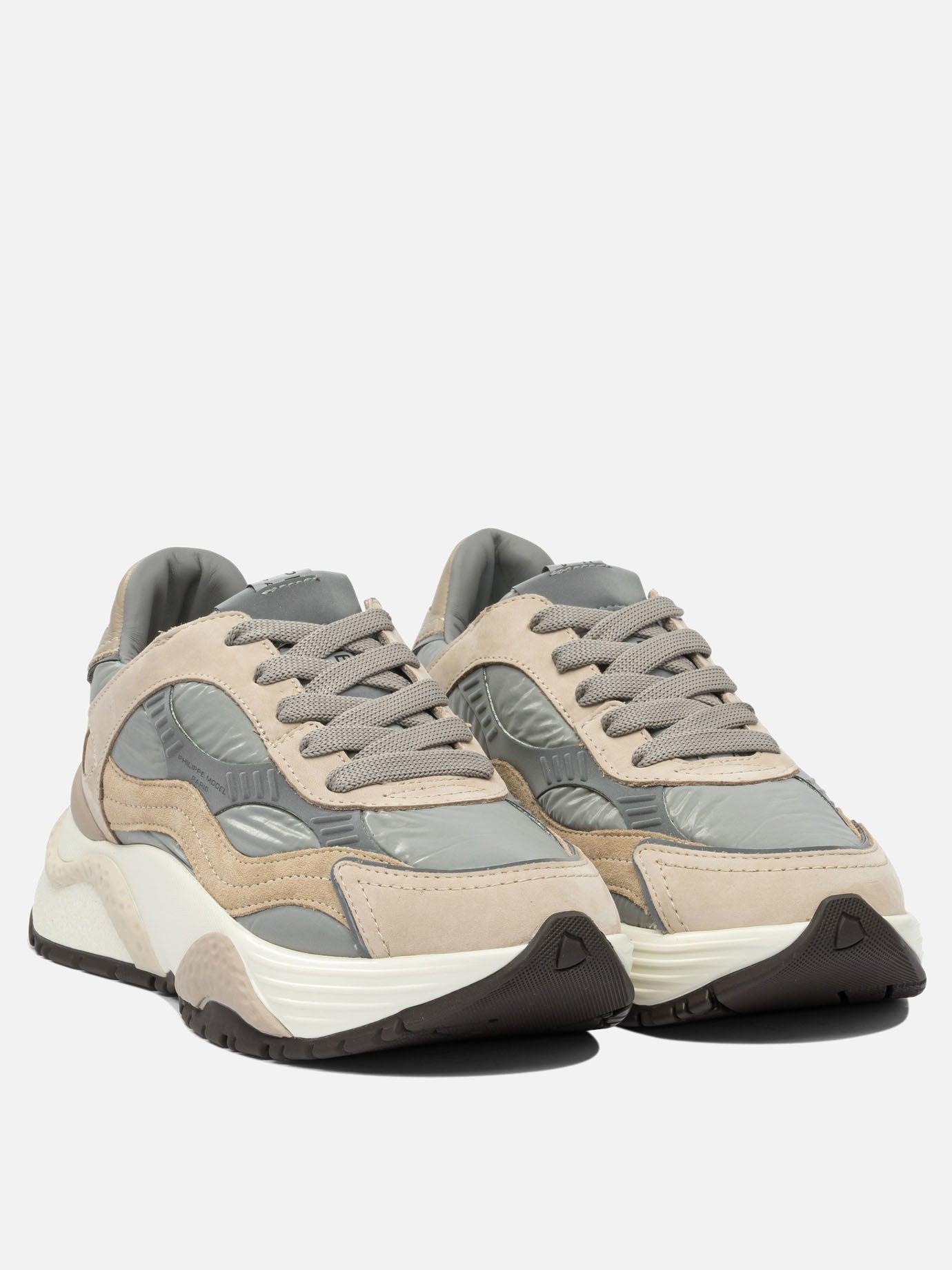 Low top sneakers 50% fabric 40% calf leather 10% goat leather - 100% rubber  Beige - Philippe Model Paris Women | PDP | VIETTI Online Store | thumbnail_2