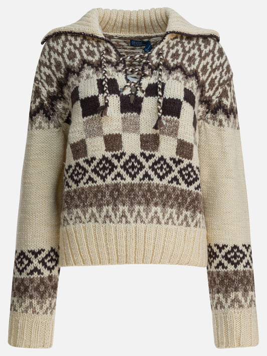 Maglioni scollo a V Textured knit  Beige - Polo Ralph Lauren Donna | PDP | VIETTI Online Store 
