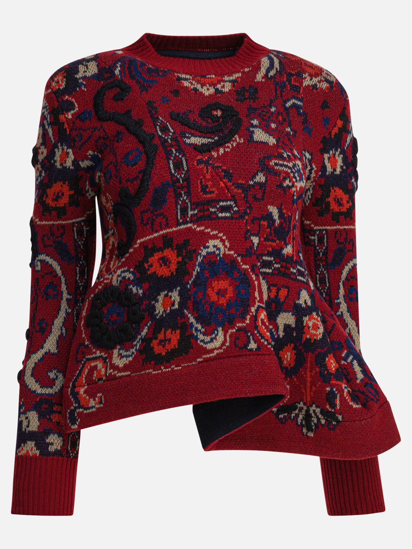 Maglioni girocollo Floral  Bordeaux - Sacai Donna | PDP | VIETTI Online Store | Zoom-Modal
