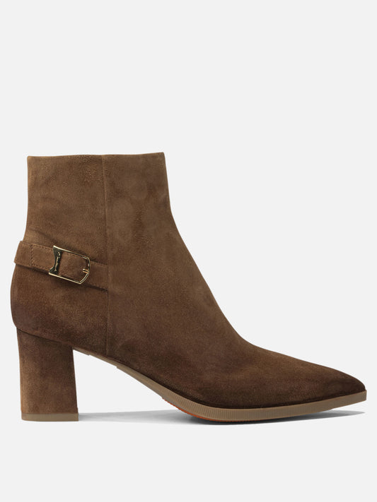 Stivaletti con zip 100% suede - 100% rubber  Marrone - Santoni Donna | VIETTI Online Store 
