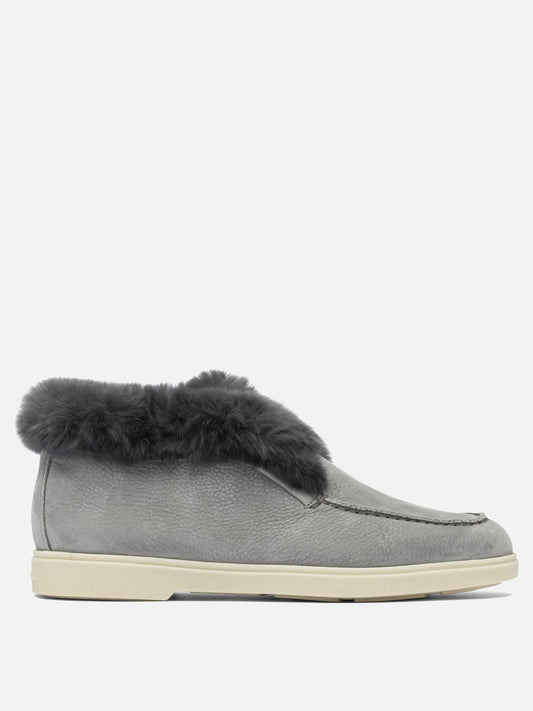 Sneaker basse 100% calf leather - 100% rubber  Grigio - Santoni Donna | VIETTI Online Store 
