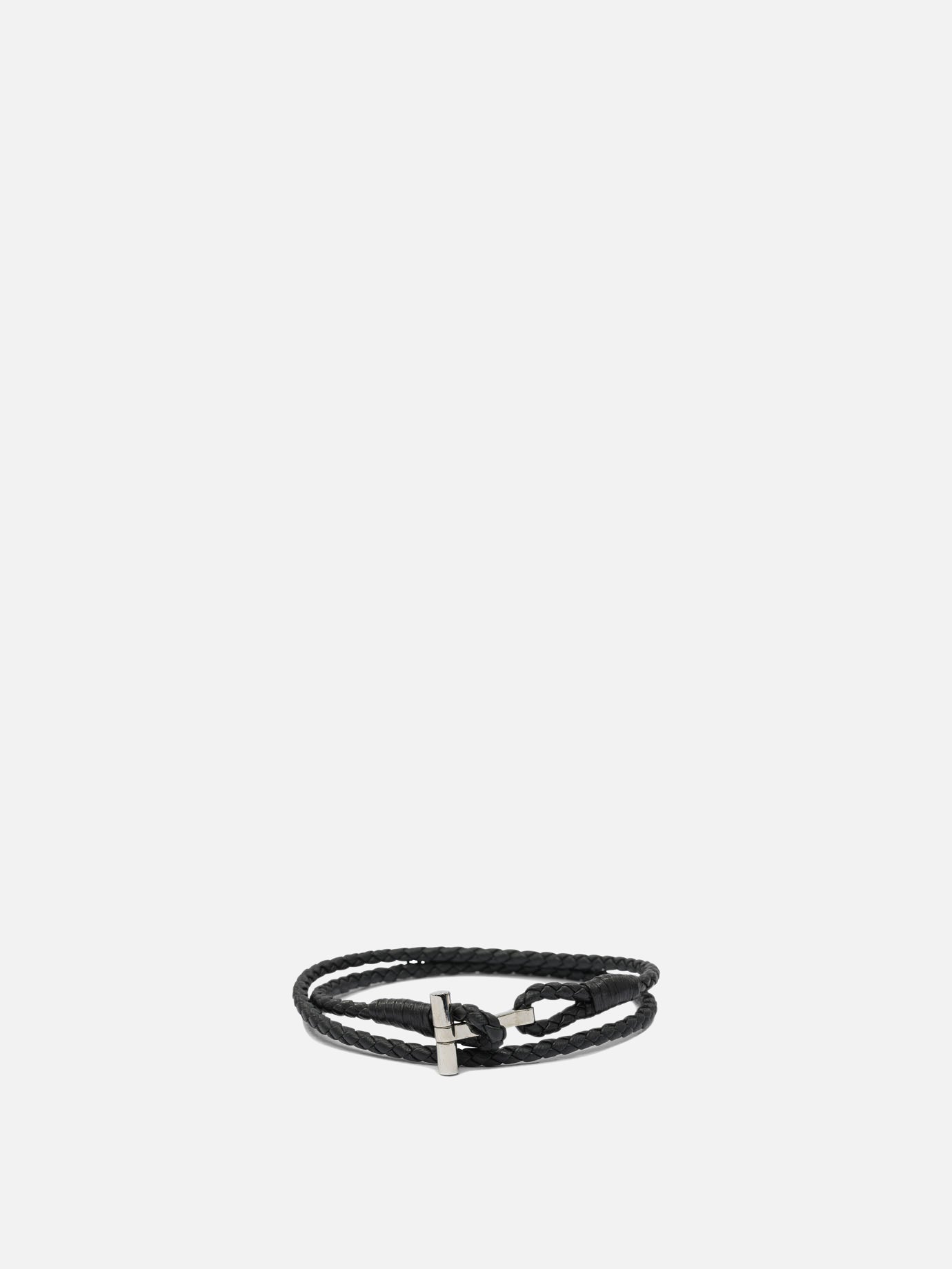 Tom Ford T-braided leather bracelet 27462934_L Black thumbnail_1